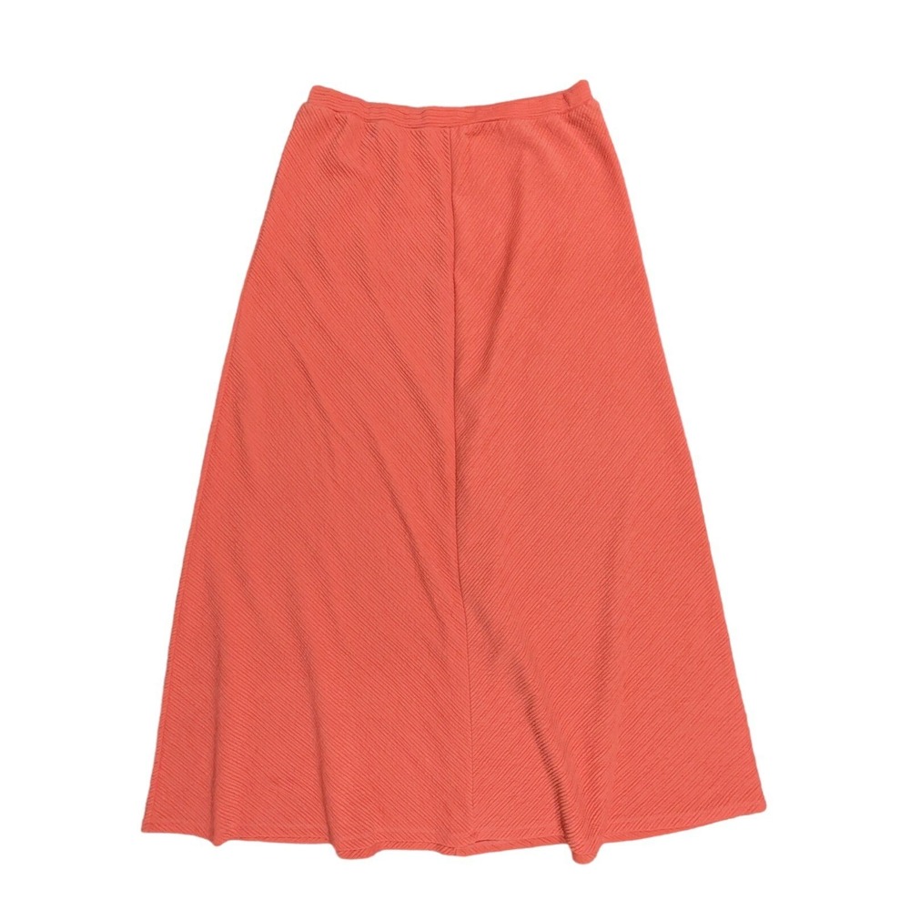 Maria Gabrielle Skirt Womens L Coral Orange Ribbed Knit A-Line Midi Excellent